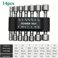 14pcs Power Nut Driver Bits