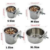 Stainless Steel Bird Feeding Cup with Clamp Holder