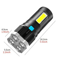 LED Torch - Powerful 4 LED Torch With COB Side Light