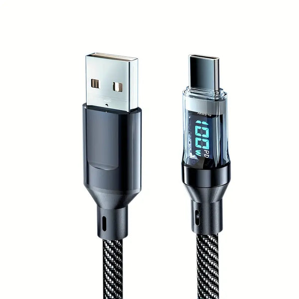 Super Fast Charging Cable: 120W 6A USB Type C Charge Cable with LCD Display