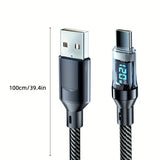 Super Fast Charging Cable: 120W 6A USB Type C Charge Cable with LCD Display