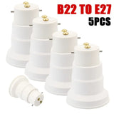 5pcs B22 to E27 Screw Light Bulb Adapter