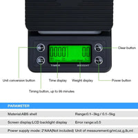 Coffee Timer Scale - Digital Coffee Kitchen Scales