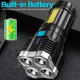 LED Torch - Powerful 4 LED Torch With COB Side Light